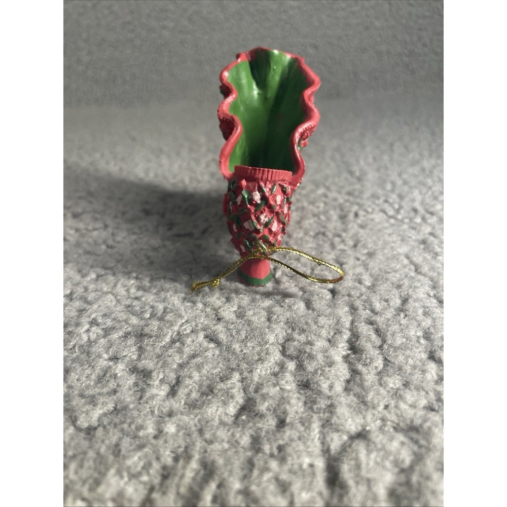 Vintage Resin Red, Green, And Pink "Victorian Shoe" Christmas Ornament - Picture 4 of 6